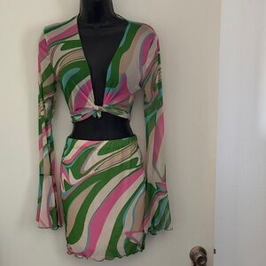 Aced It 2 Piece Mesh Skirt Set